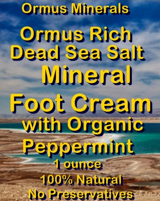 Ormus Minerals Ormus Rich Dead Sea Salt Minerals Foot Cream with Organic Peppermint