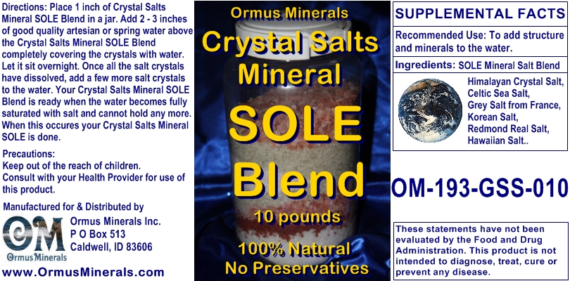 Ormus Minerals Crystal Salts Mineral Sole Blend