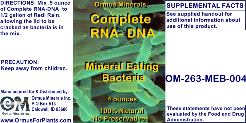 Ormus Minerals - Complete RNA-DNA Mineral Eating Bacteria