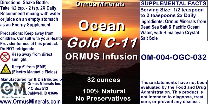 Ormus Minerals - Gold C-11 Infusion Ormus Minerals - Gold C-11 Infusion