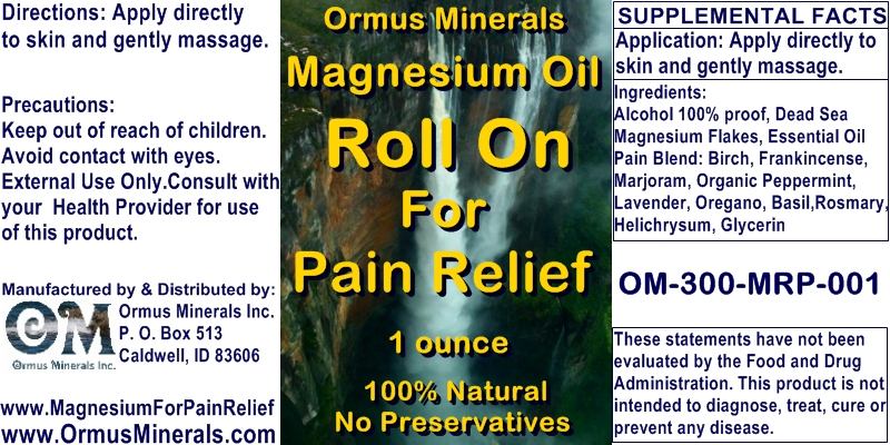 Ormus Minewrals - Magnesium Roll On for Pain Relief