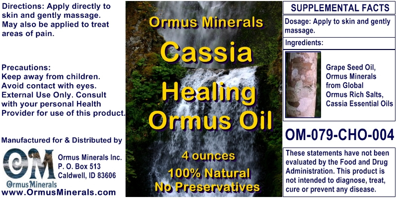 Ormus Minerals Healing Oil with Cassia Essential Oil