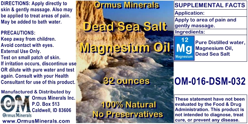 Ormus Minerals Dead Sea Salt Magnesium Oil