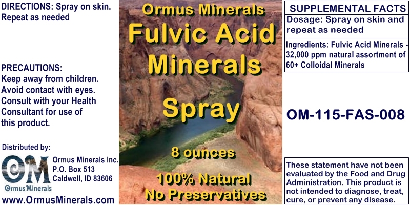 Ormus Minerals Fulvic Acid Minerals Spray Ormus Minerals Fulvic Acid Minerals Spray
