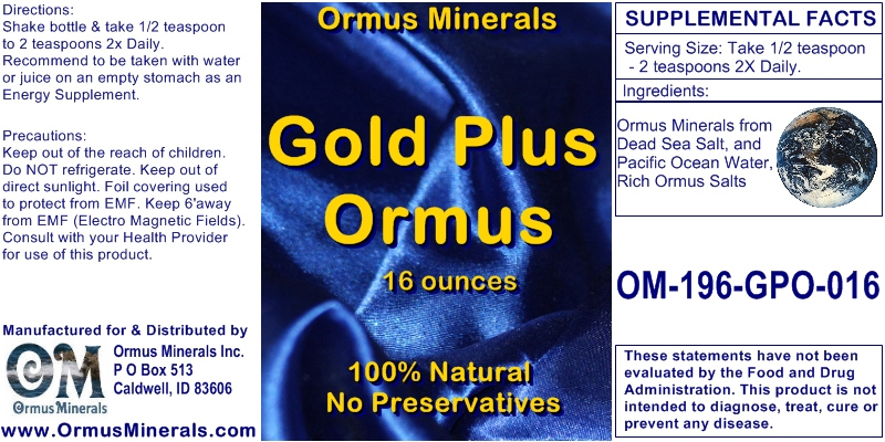 Ormus Minerals GOLD PLUS ORMUS Ormus Minerals GOLD PLUS ORMUS