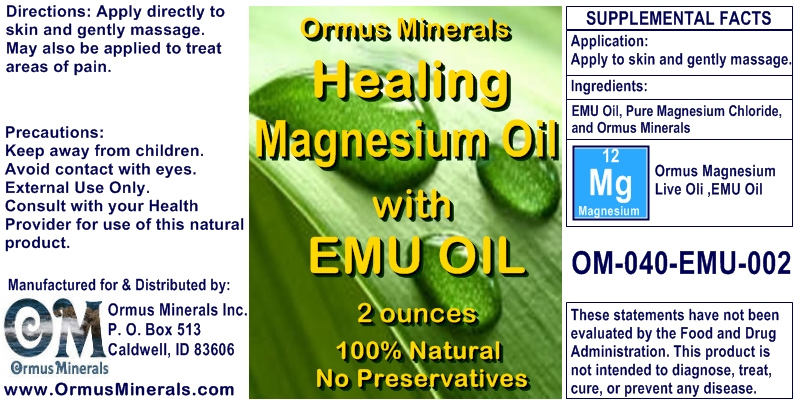 Ormus Minerals Healing Magnesium Oil with EMU Oil