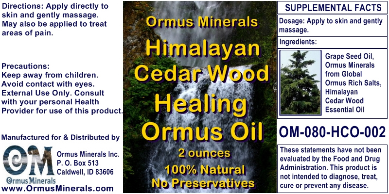 Ormus Minerals Himalayan Cedar Wood Healing Ormus Oil