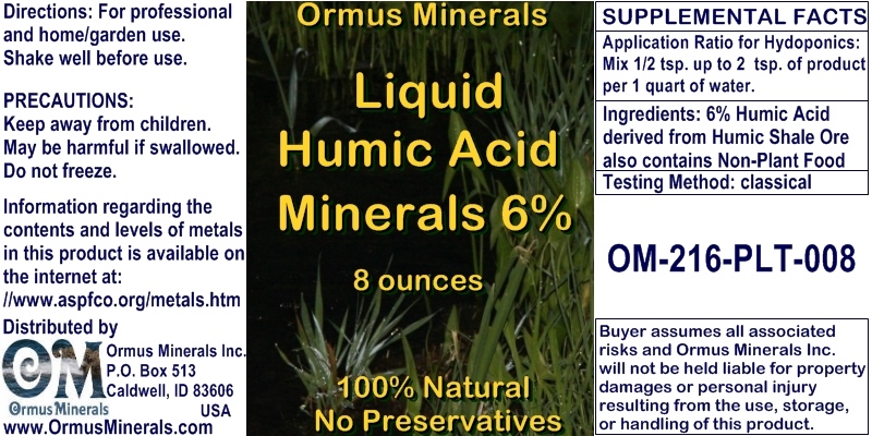 Ormus Minerals Humic Acid Minerals 6% for Plants