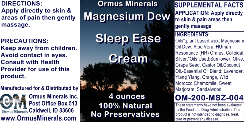 Ormus Minerals Magnesium Dew Sleep Ease Cream