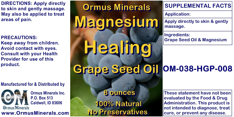 Ormus Minerals Magnesium Healing Grape Seed Oil