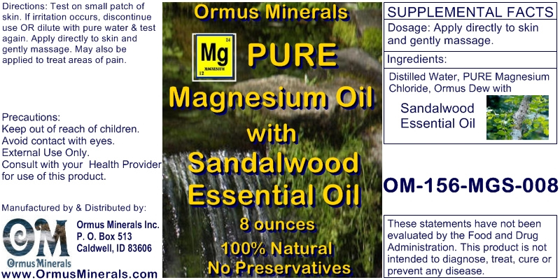 Ormus Minerals Pure Magnesium Oil with Sandalwood Essential Oil