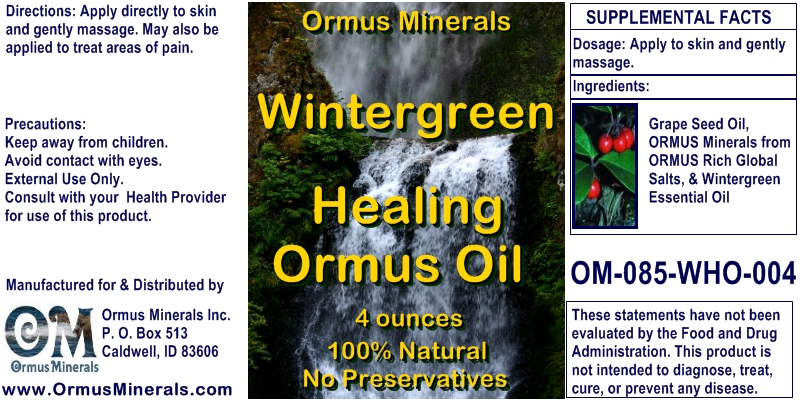 Ormus Minerals Healing Oil with Wintergreen Essential Oil